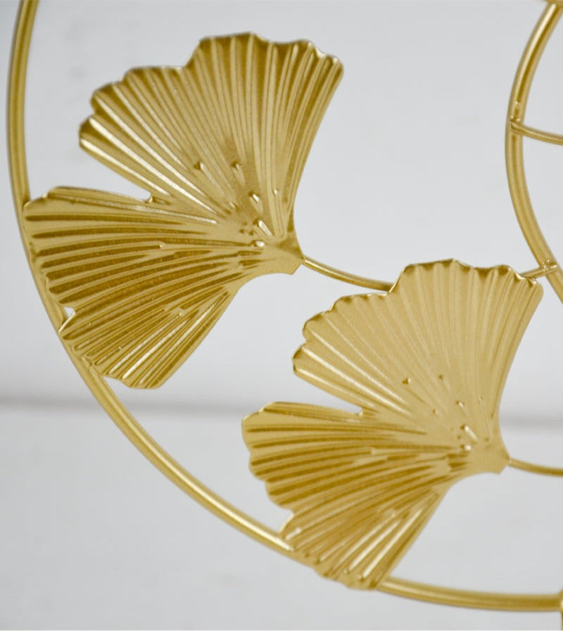 Figura Decorativa Metálica Hojas Ginkgo