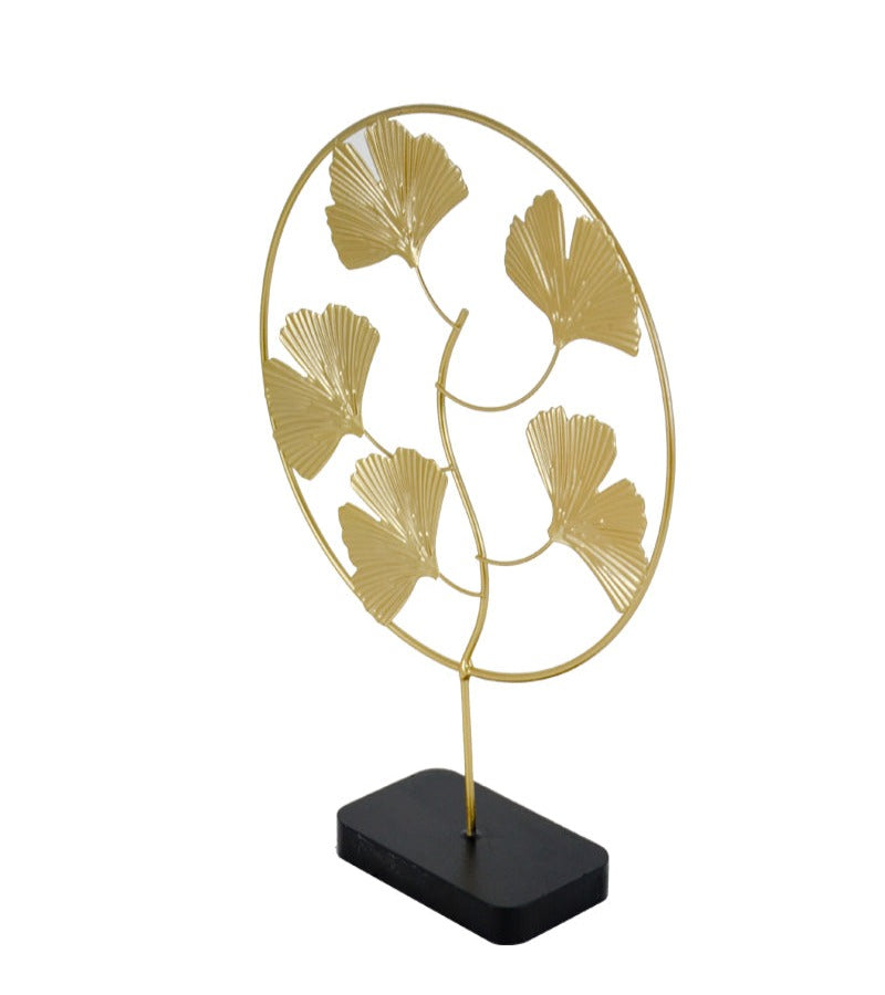 Figura Decorativa Metálica Hojas Ginkgo
