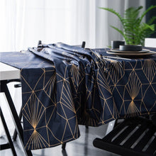 Cargar imagen en el visor de la galería, Mantel Rectangular Azul con Vivos Dorados
