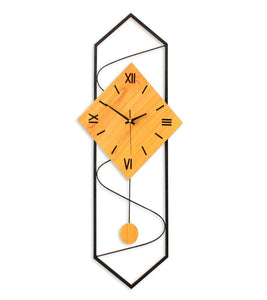 Reloj Mural Clasico de Pendulo Metal Y Madera